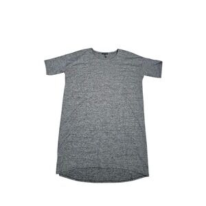 Eileen Fisher Grey Space Dye Knit Short Sleeve Shift Dress Large Recycled Blend